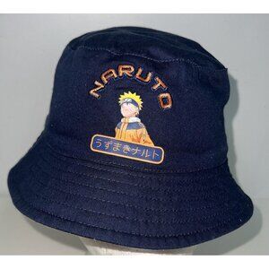 Vintage Y2K Naruto Bucket Hat Teen One Size Blue Reversible Orange Boy Girl 2002